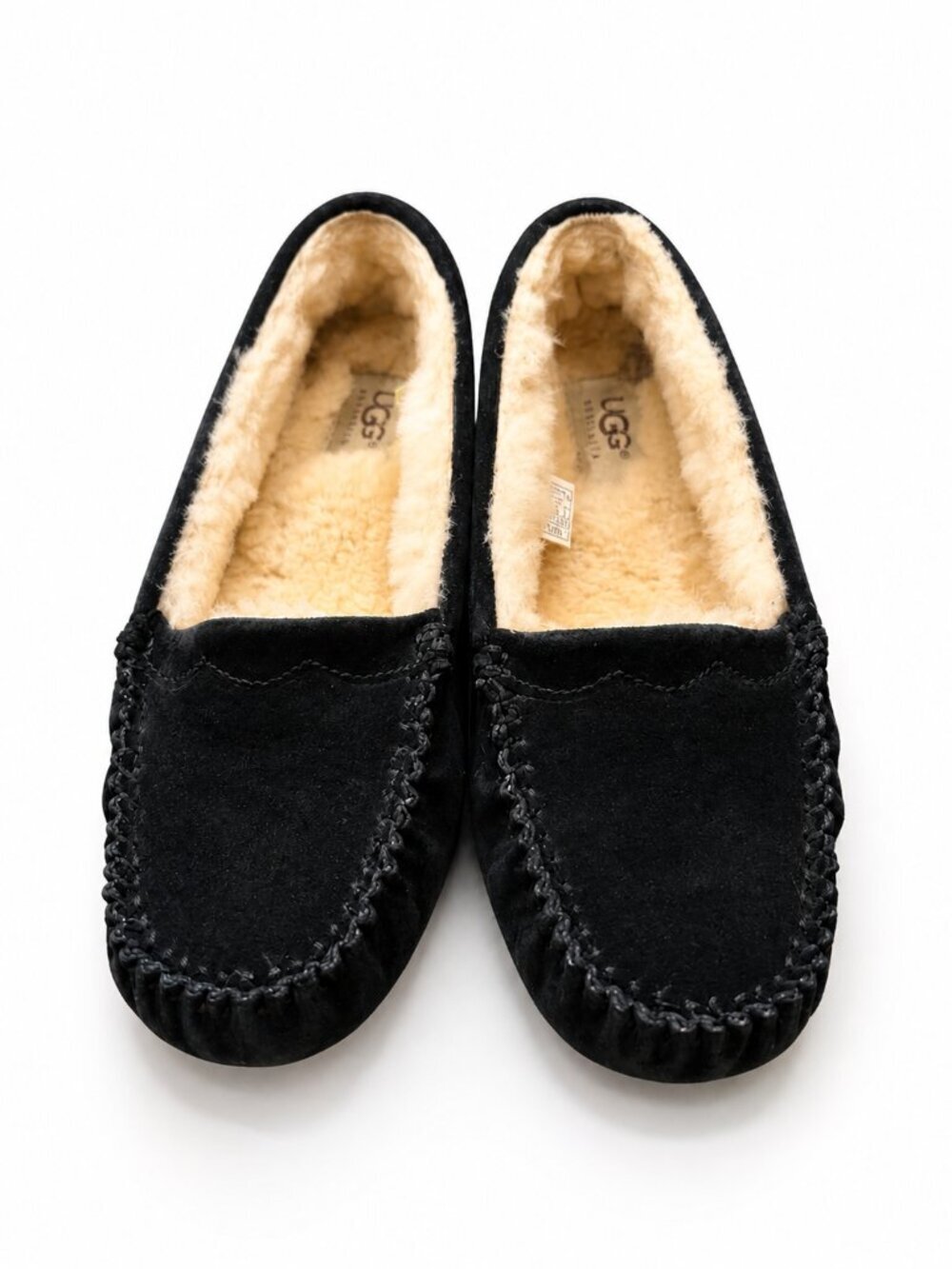 UGG Black Loafer Slip On Slipper Moccasin Size 7